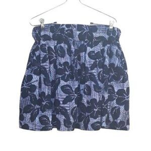 Twentyone Skirt Retro Mini Balloon Bubble Pockets Black White Flower Print Sz L